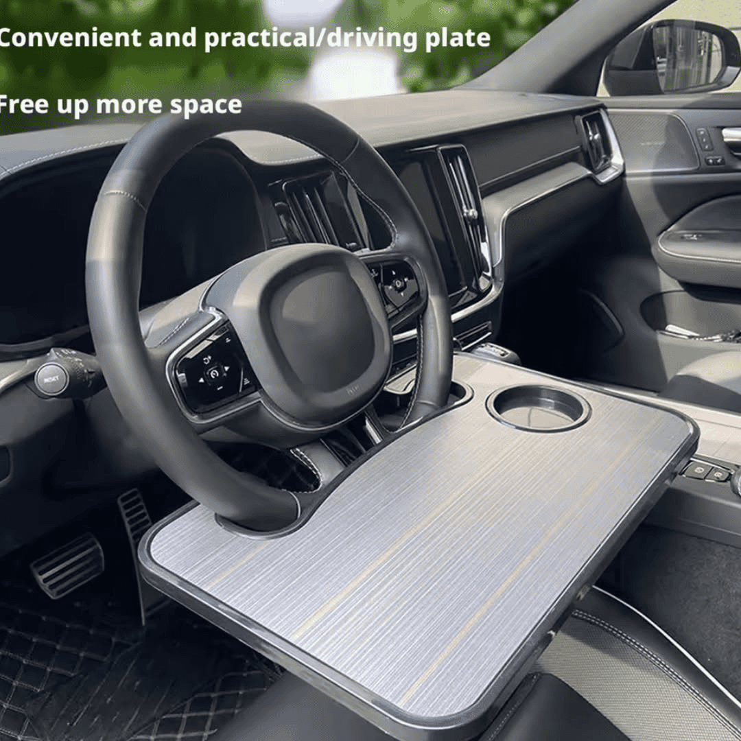 Wooden Slotted Steering Wheel Table Tray