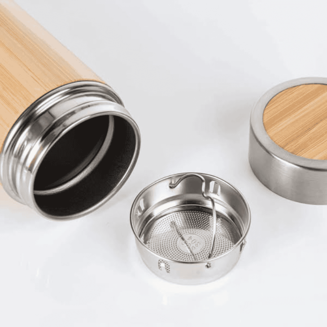 Double Wall Stainless Steel Bamboo Vacuum Flask