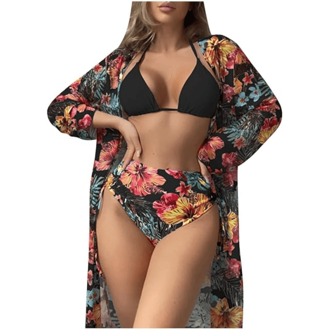 3pcs Floral Women Bikini Swimsuit