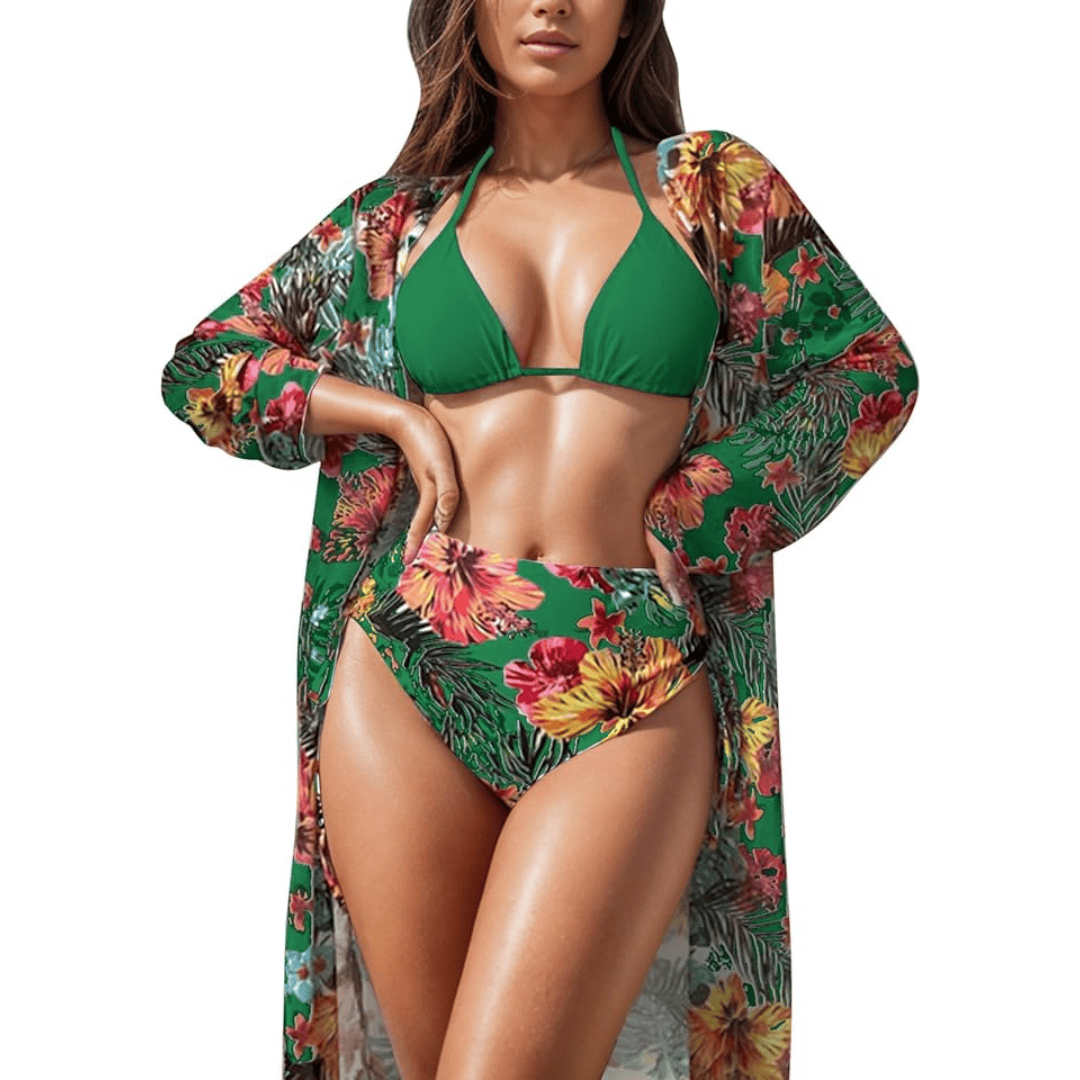3pcs Floral Women Bikini Swimsuit