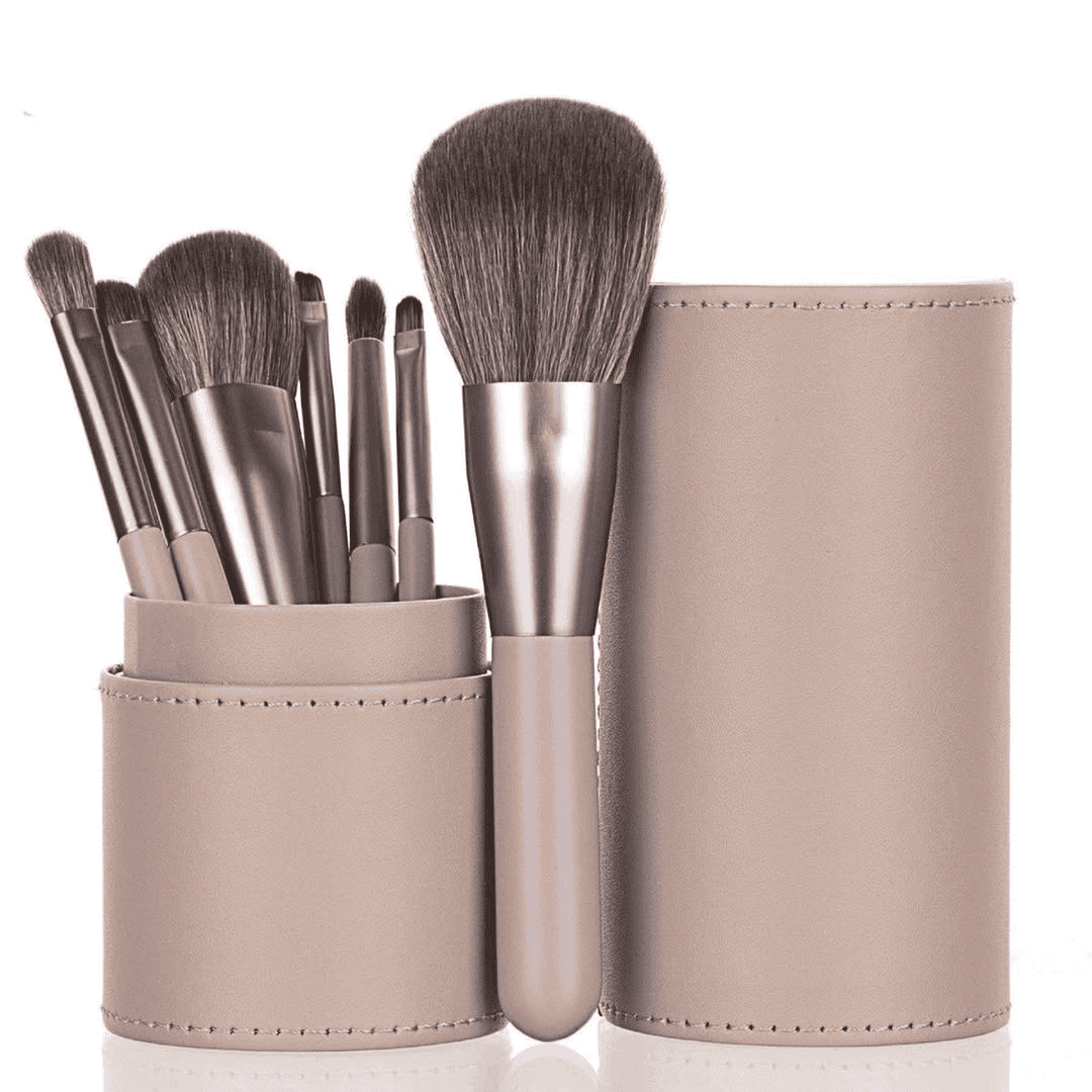 Makeup Brushes Set with Leather Holder