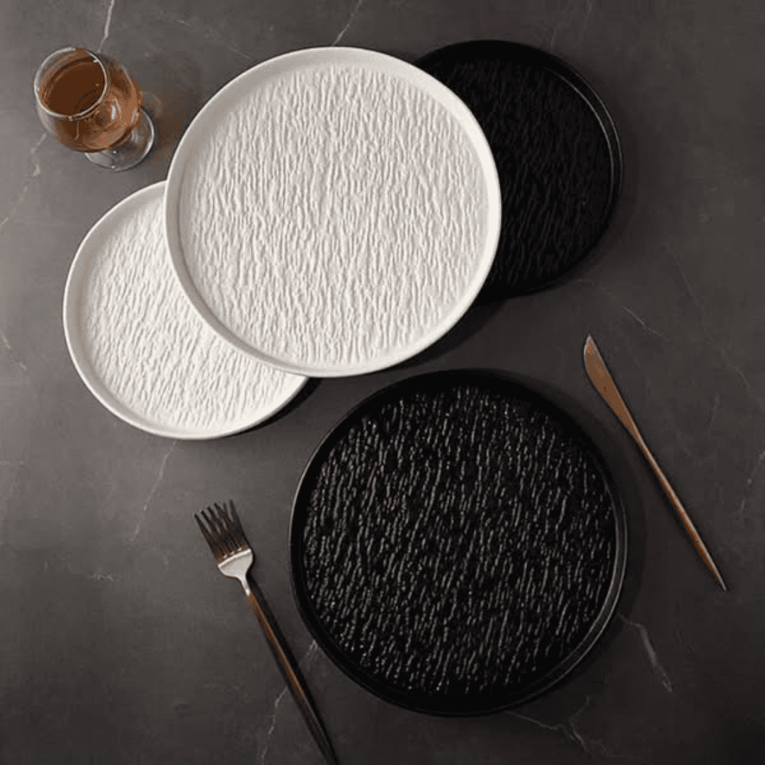24pcs Ceramic Dinner Set with Textured Finish