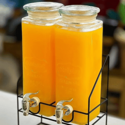 Tall Square Mason Jar Glass Beverage Dispenser