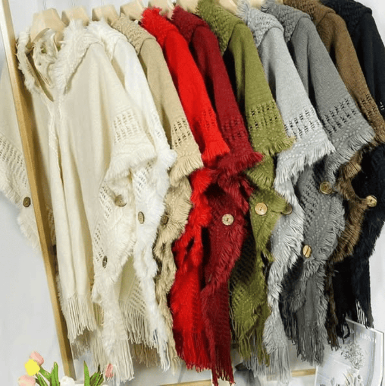 Women Knitted Hooded Shawl