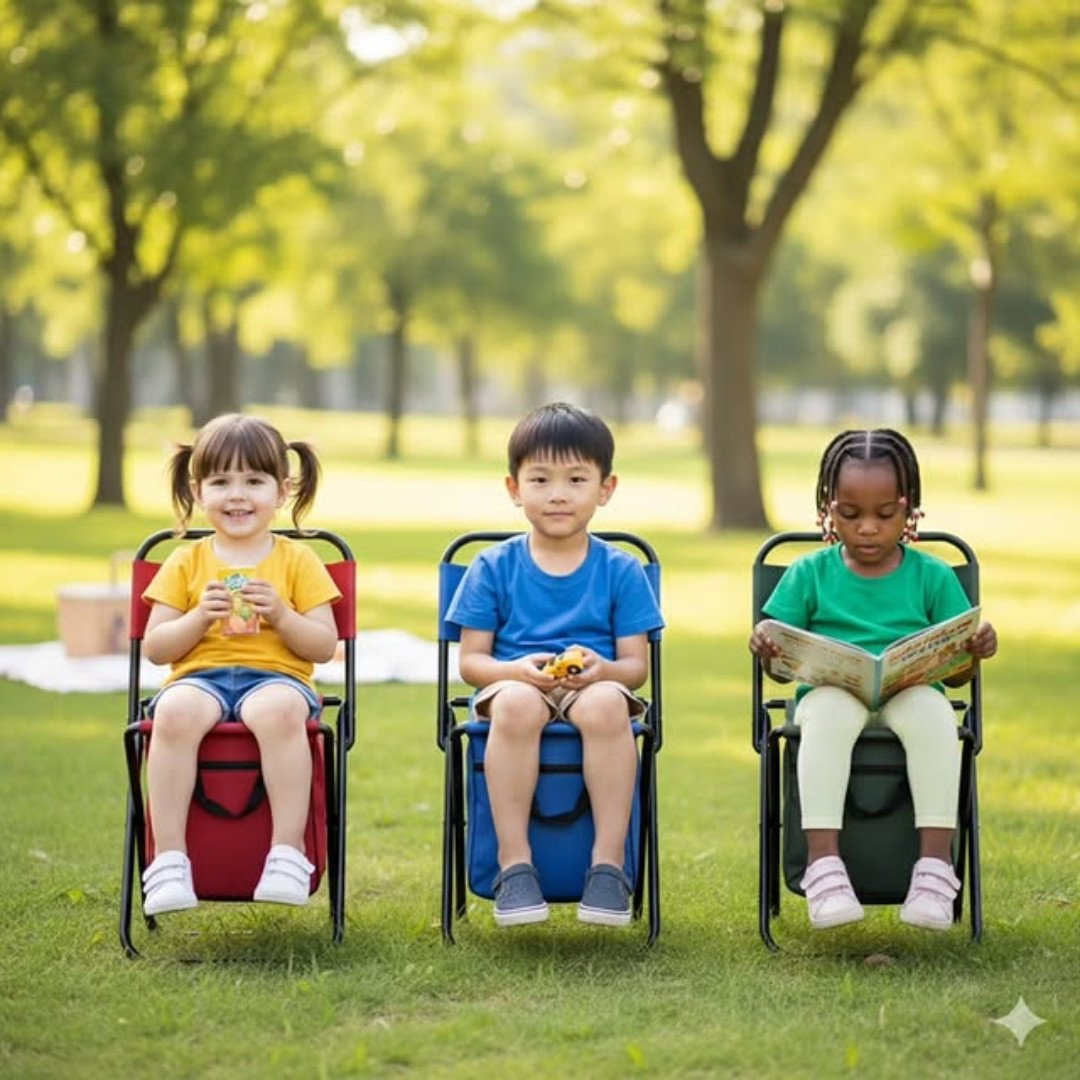 Kids Foldable Camping Chair with Storage Pouch