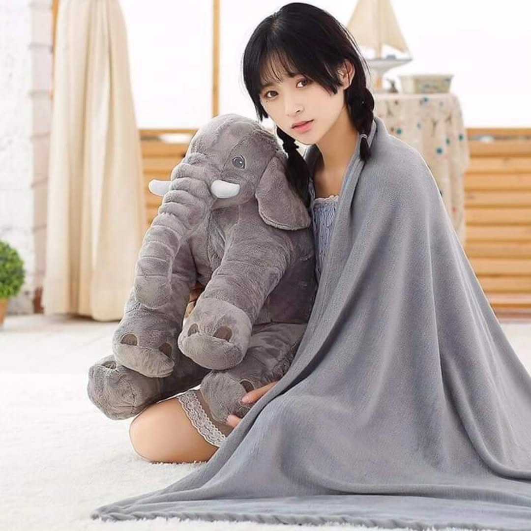 Elephant Pillow with Fleece Blanket