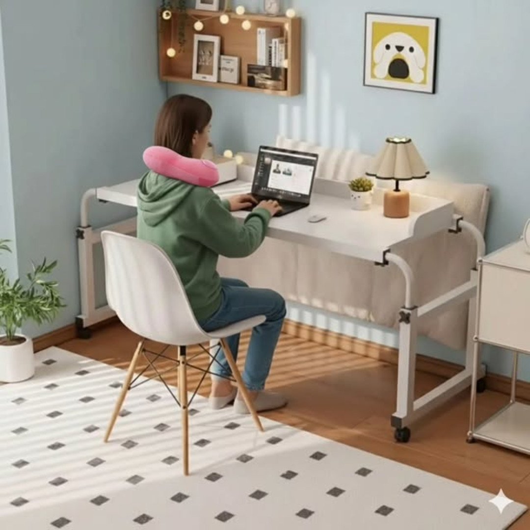 Adjustable Over Bed Laptop Desk with Wheels