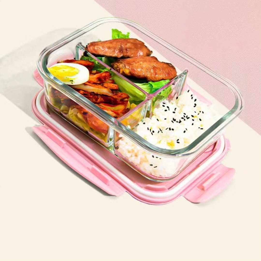3 Grid Microwave Large Capacity Glass Lunch Dish