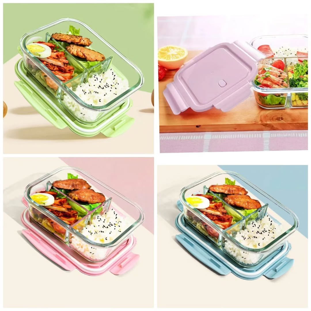 3 Grid Microwave Large Capacity Glass Lunch Dish