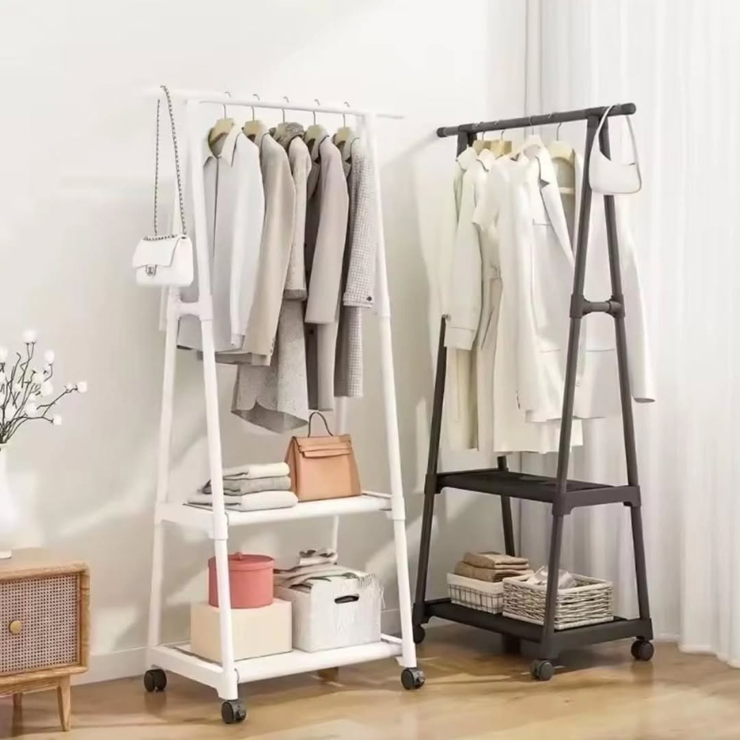 Indoor Triangular Coat Rack with Wheels