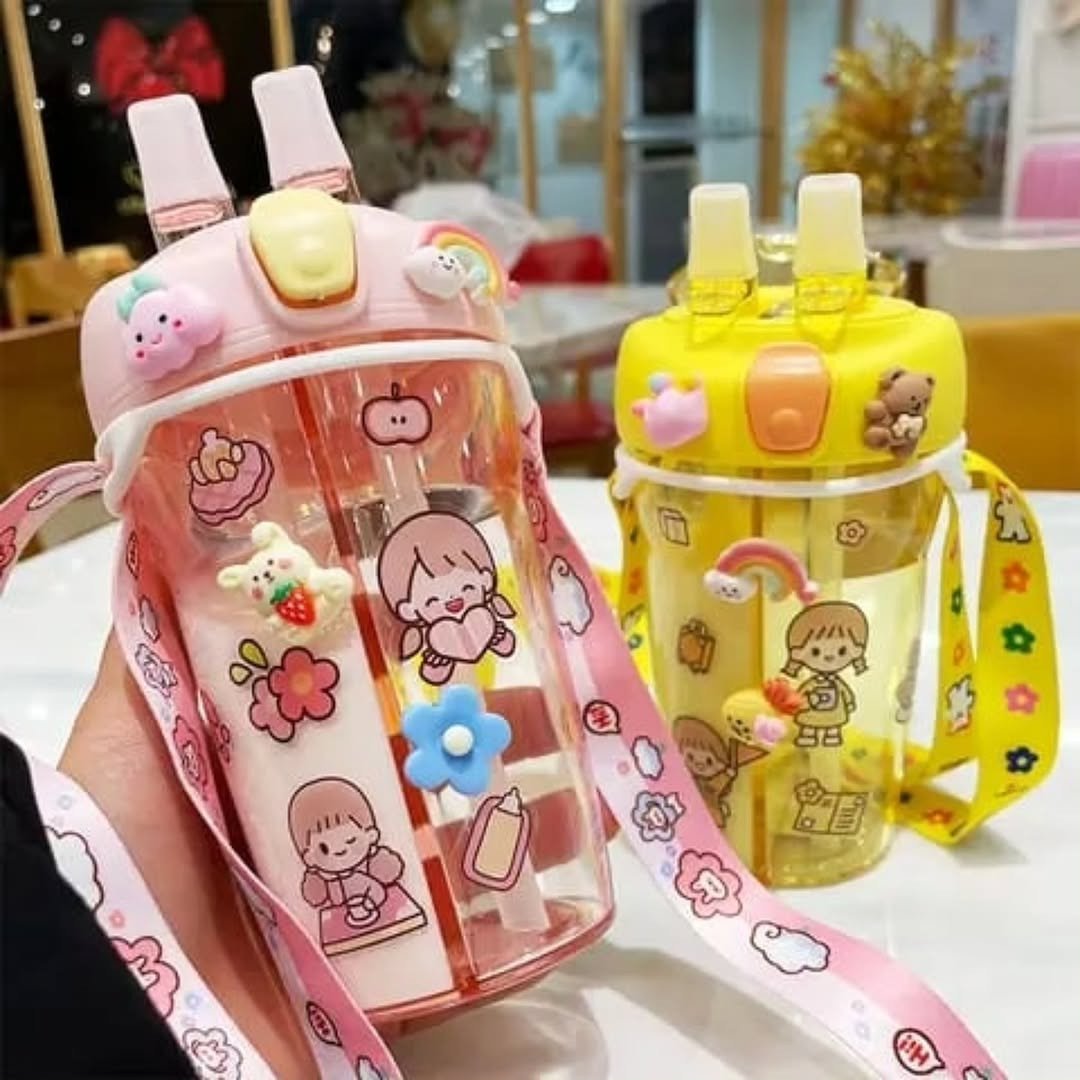 Cartoon Themed Partitioned Water Bottle