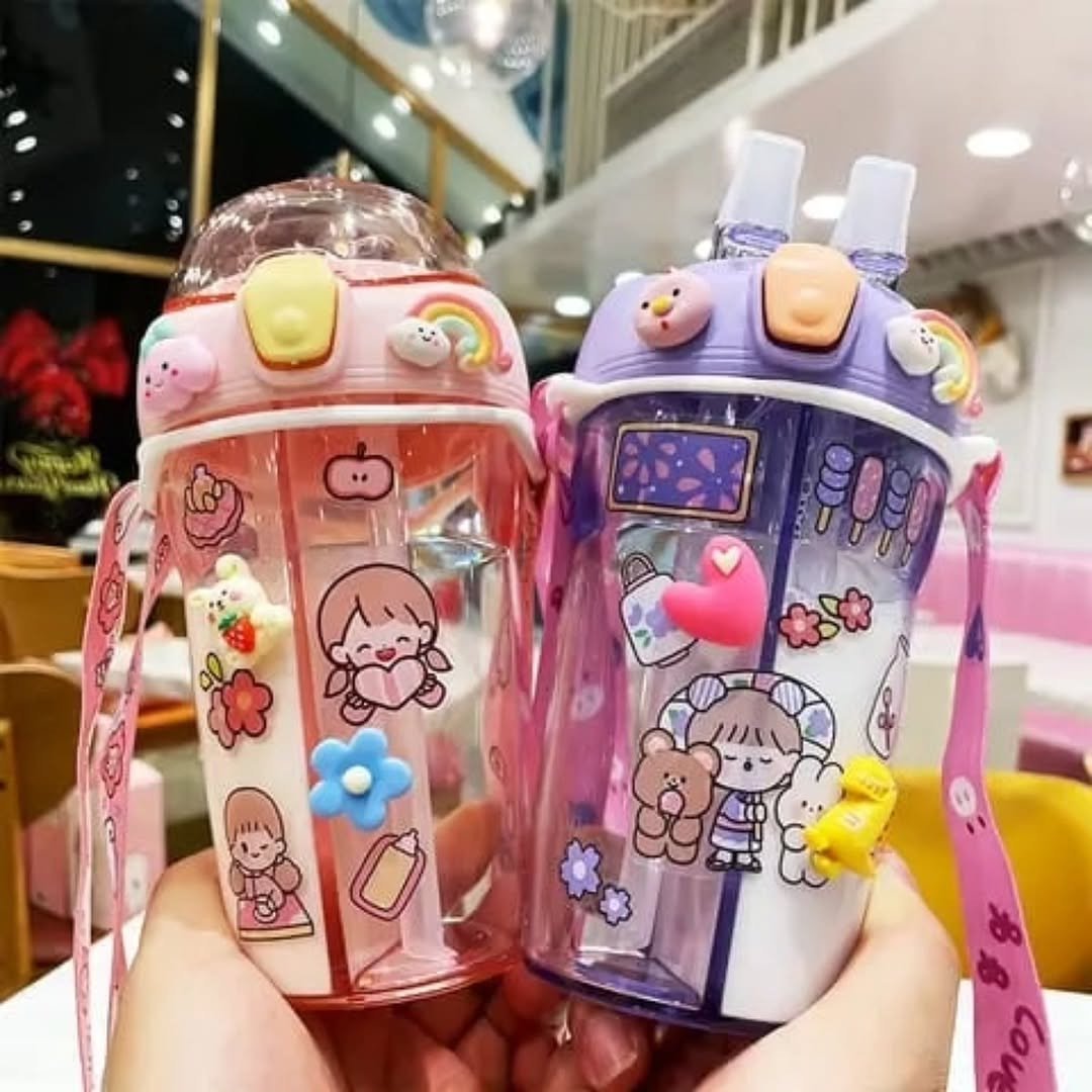 Cartoon Themed Partitioned Water Bottle
