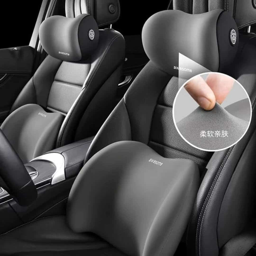 2 Piece Memory Foam Car Headrest Lumbar Support
