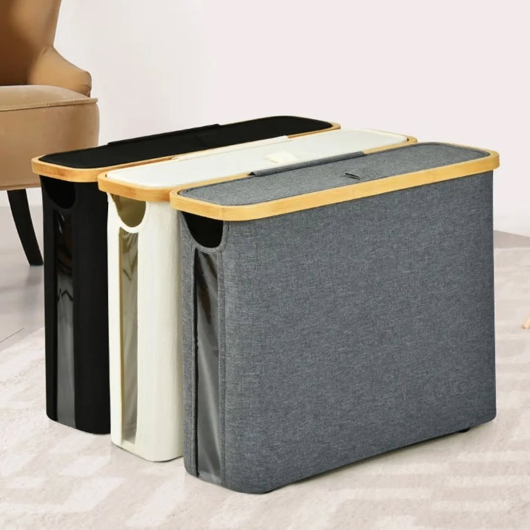 Slim Bathroom Storage Cabinet with Bamboo Lid