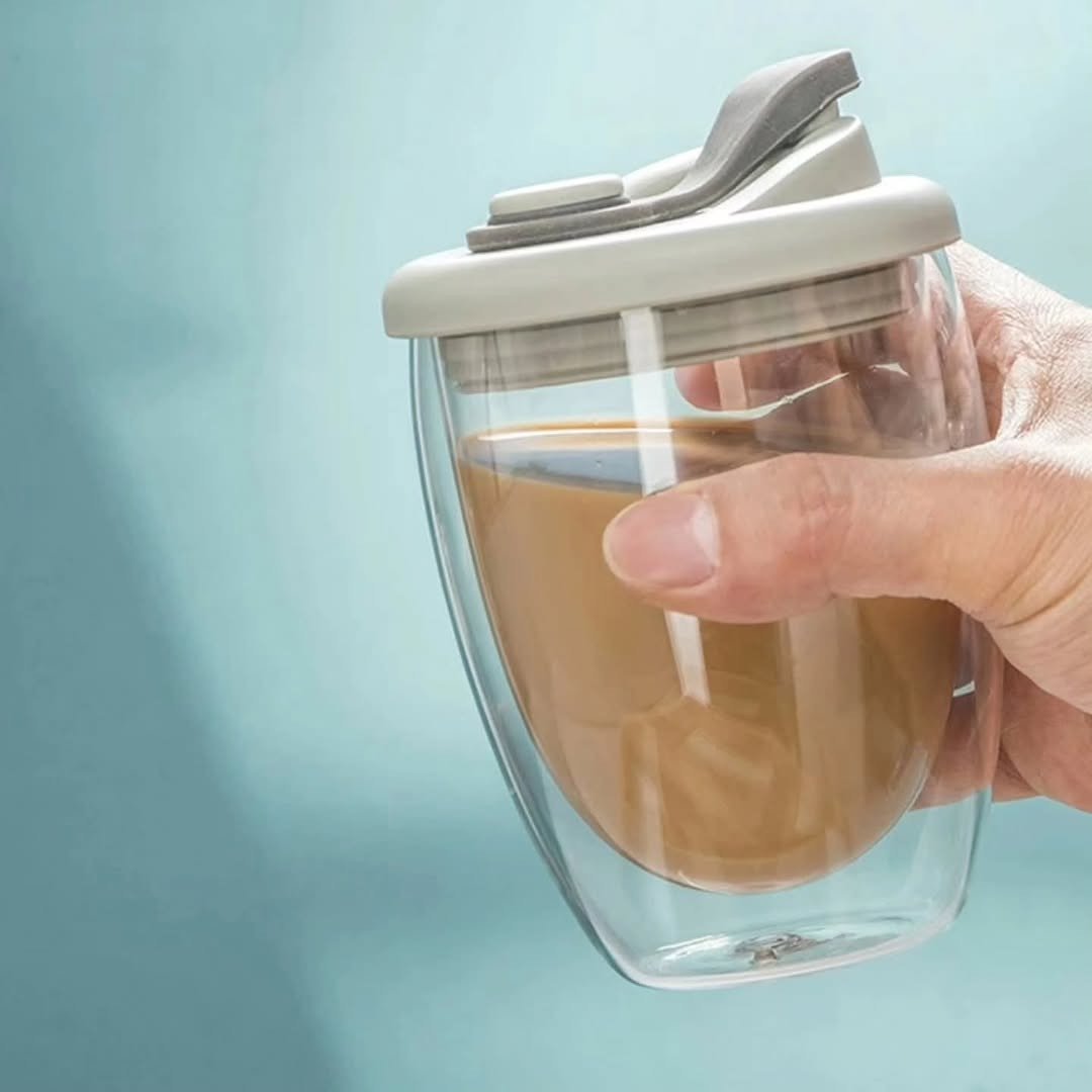 Leak Proof Double Wall Glass Cup