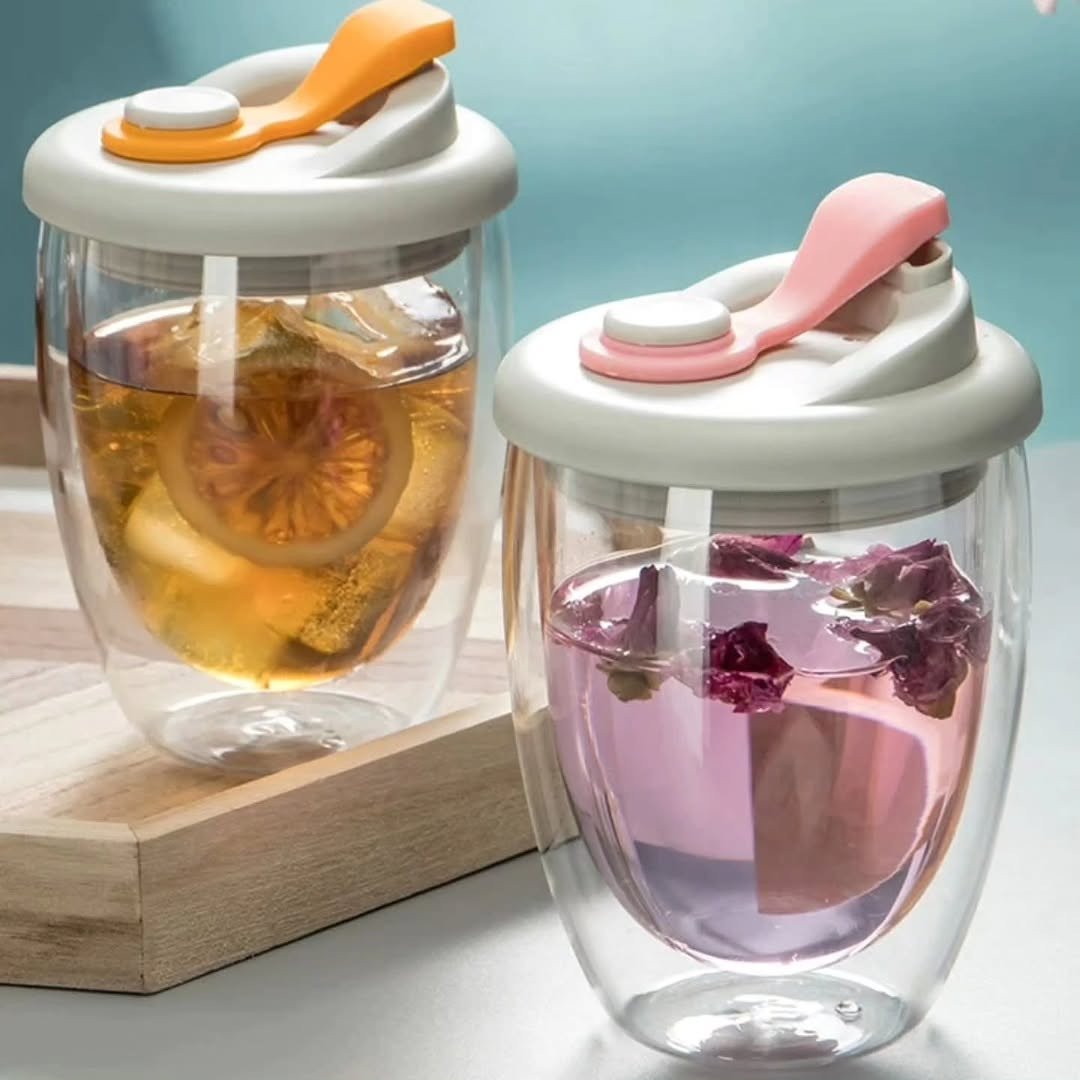 Leak Proof Double Wall Glass Cup