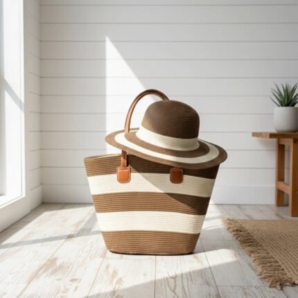 Straw Bags with Matching Hat