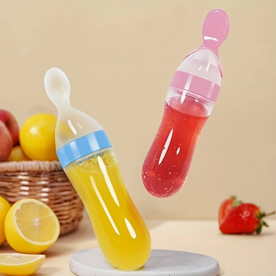 Soft Silicone Baby Feeding Bottle with Spoon Tip