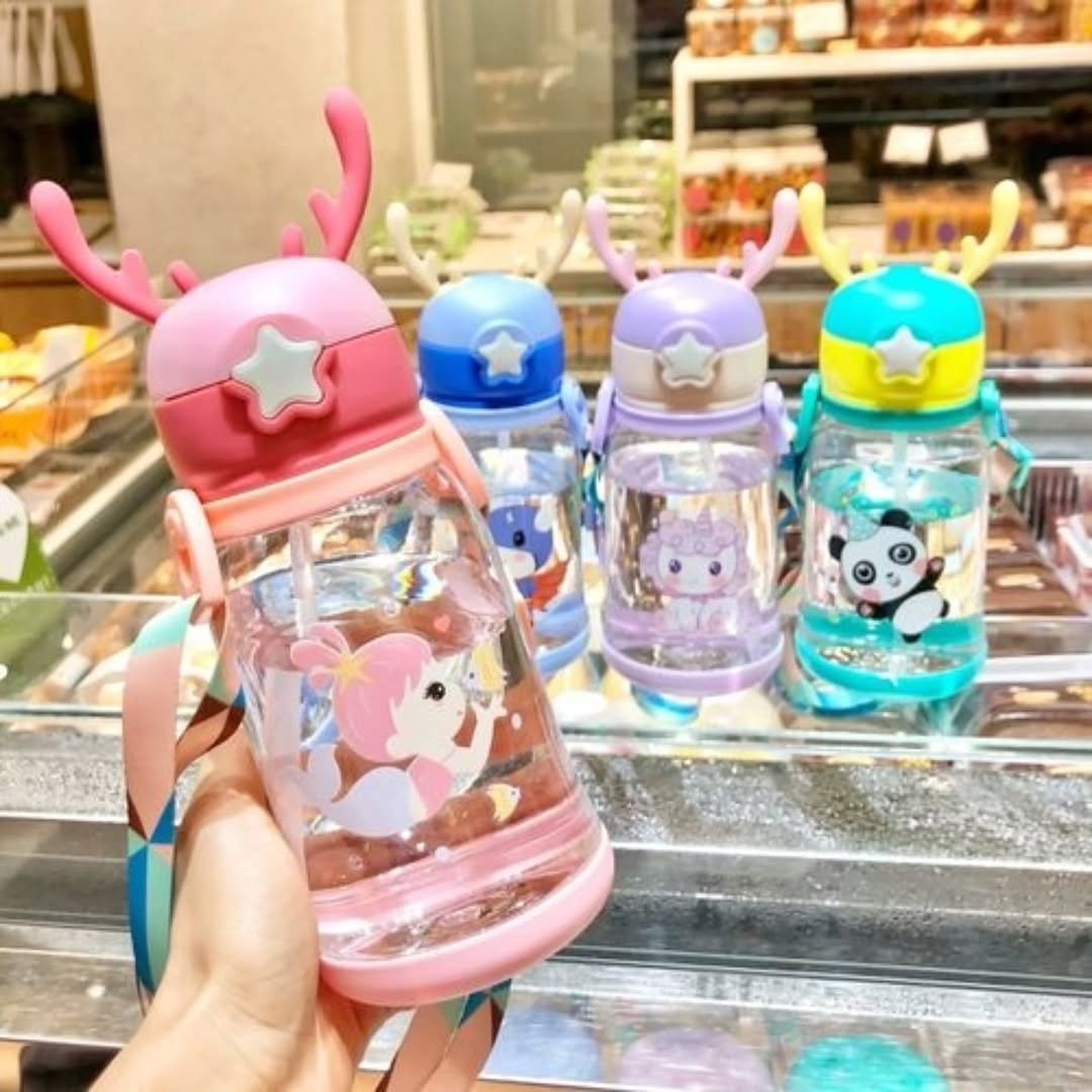 Cute Cartoon Horn Shape Sipper Bottle