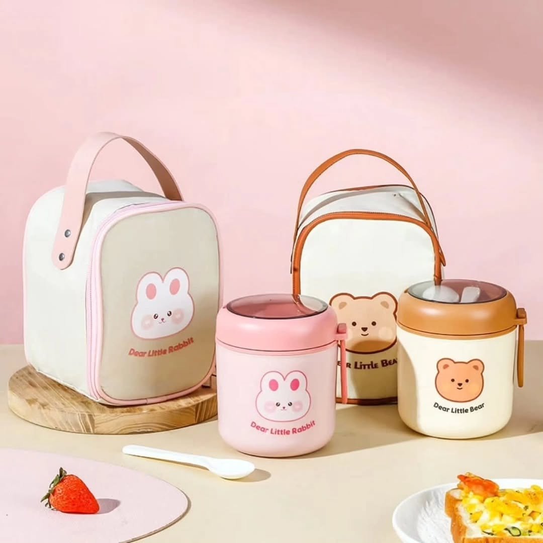 2 in 1 Food Flask Thermos with Matching Insulated Lunch Bag