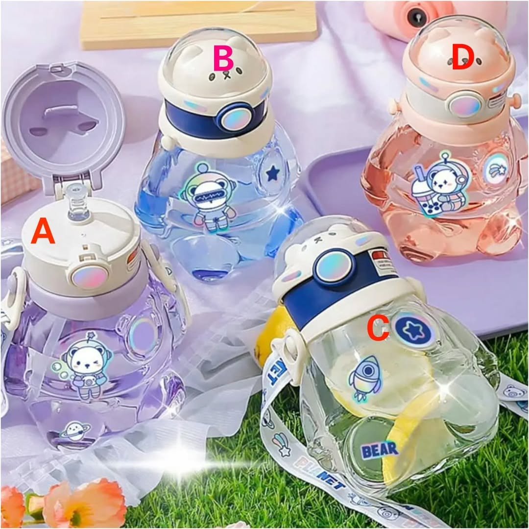 Straw Cup Silicone Flip Top Water Bottle