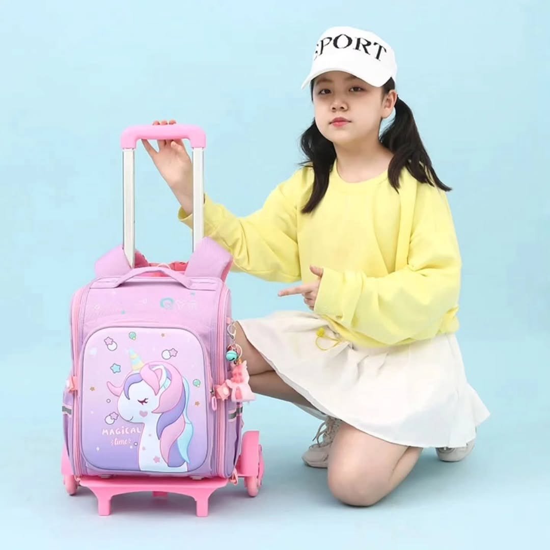 Cartoon Themed Rolling Trolley School Bag