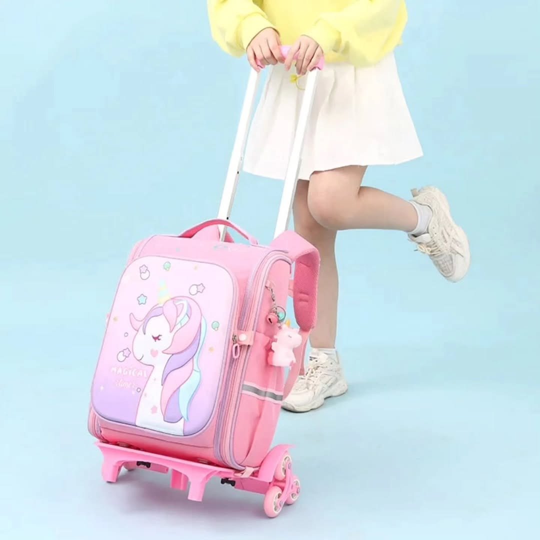 Cartoon Themed Rolling Trolley School Bag