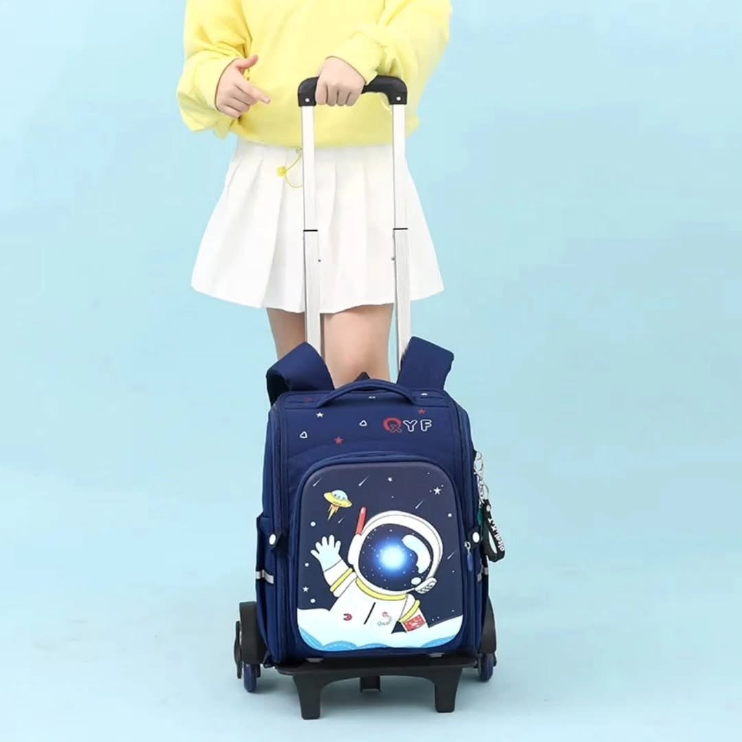 Cartoon Themed Rolling Trolley School Bag