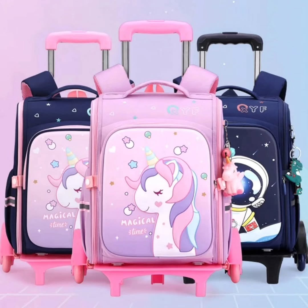 Cartoon Themed Rolling Trolley School Bag