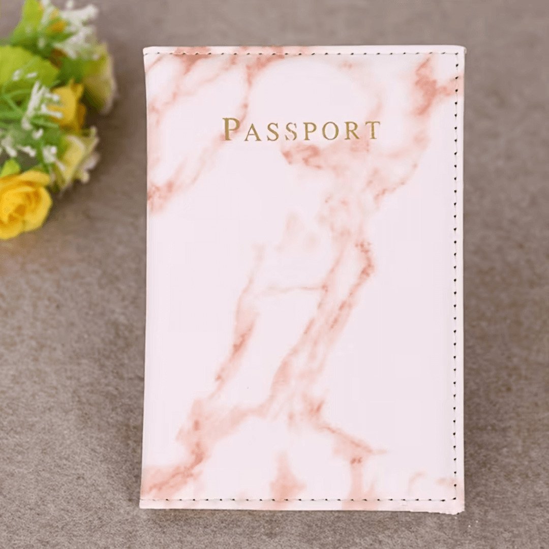 red PU Leather Marble Passport Cover