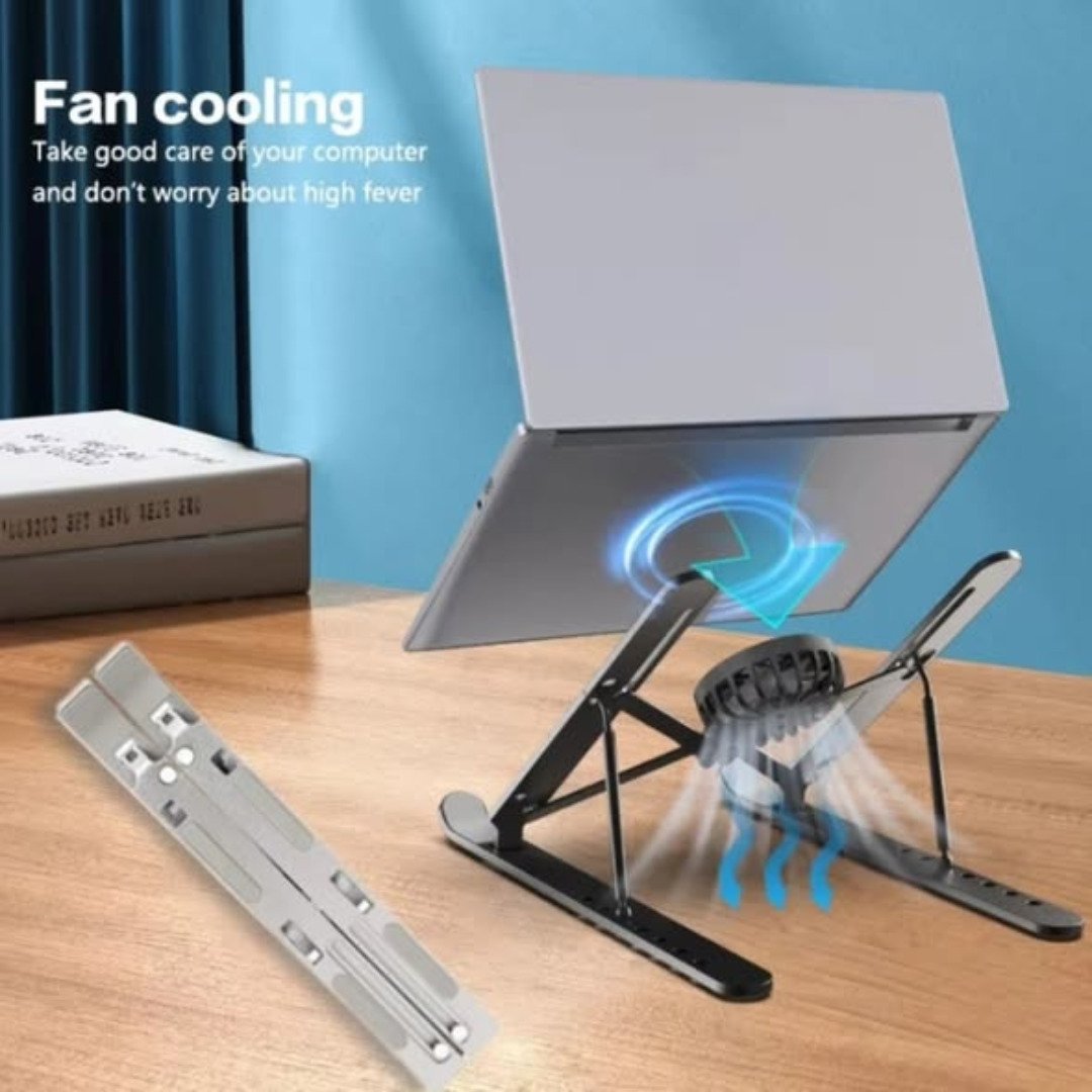 Foldable Laptop Stand with Built-In Cooling Fan