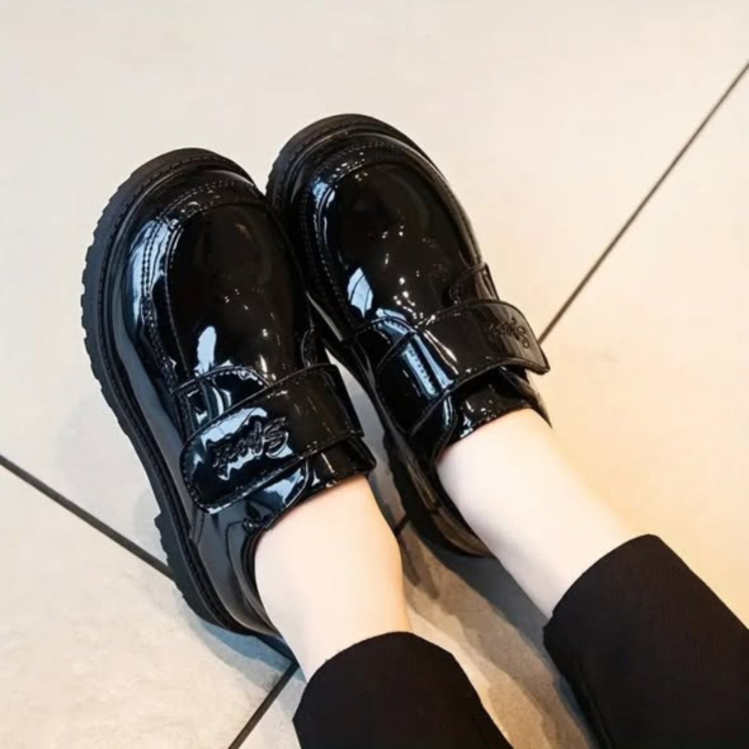 Unisex Black Oxford Leather School Shoes