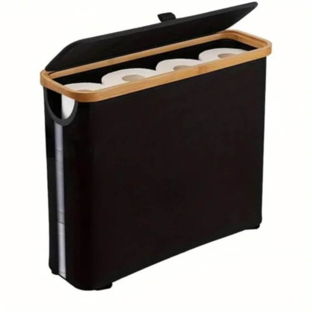 Slim Bathroom Storage Cabinet with Bamboo Lid