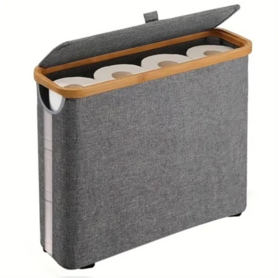 Slim Bathroom Storage Cabinet with Bamboo Lid