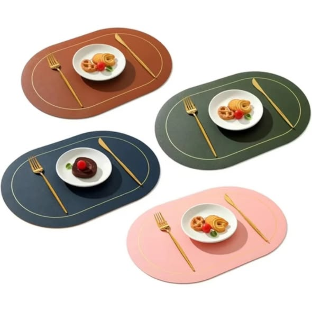 6 pcs Nordic Double sided leather Anti-slip table Mats