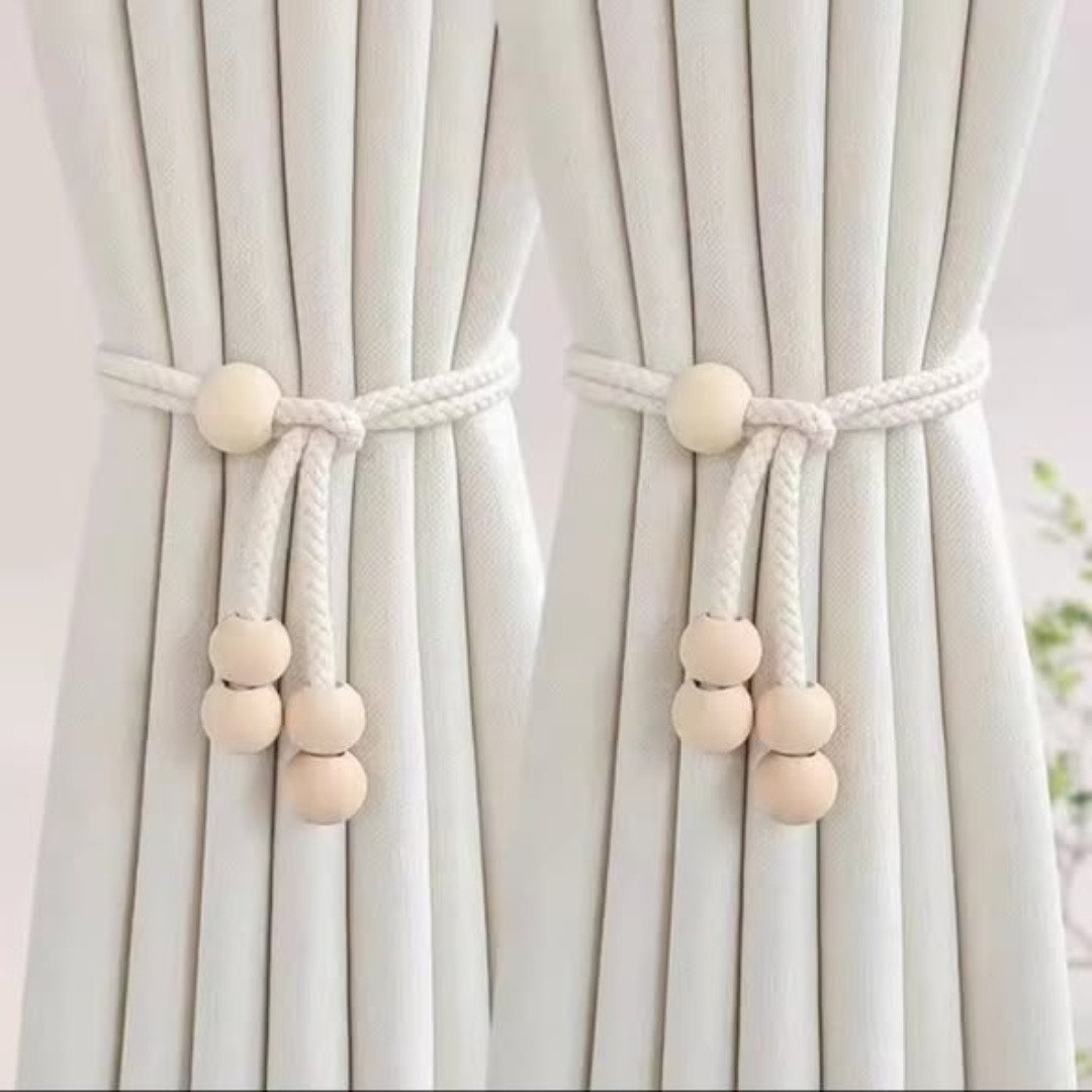 2pcs Wooden Beaded Curtain Tiebacks