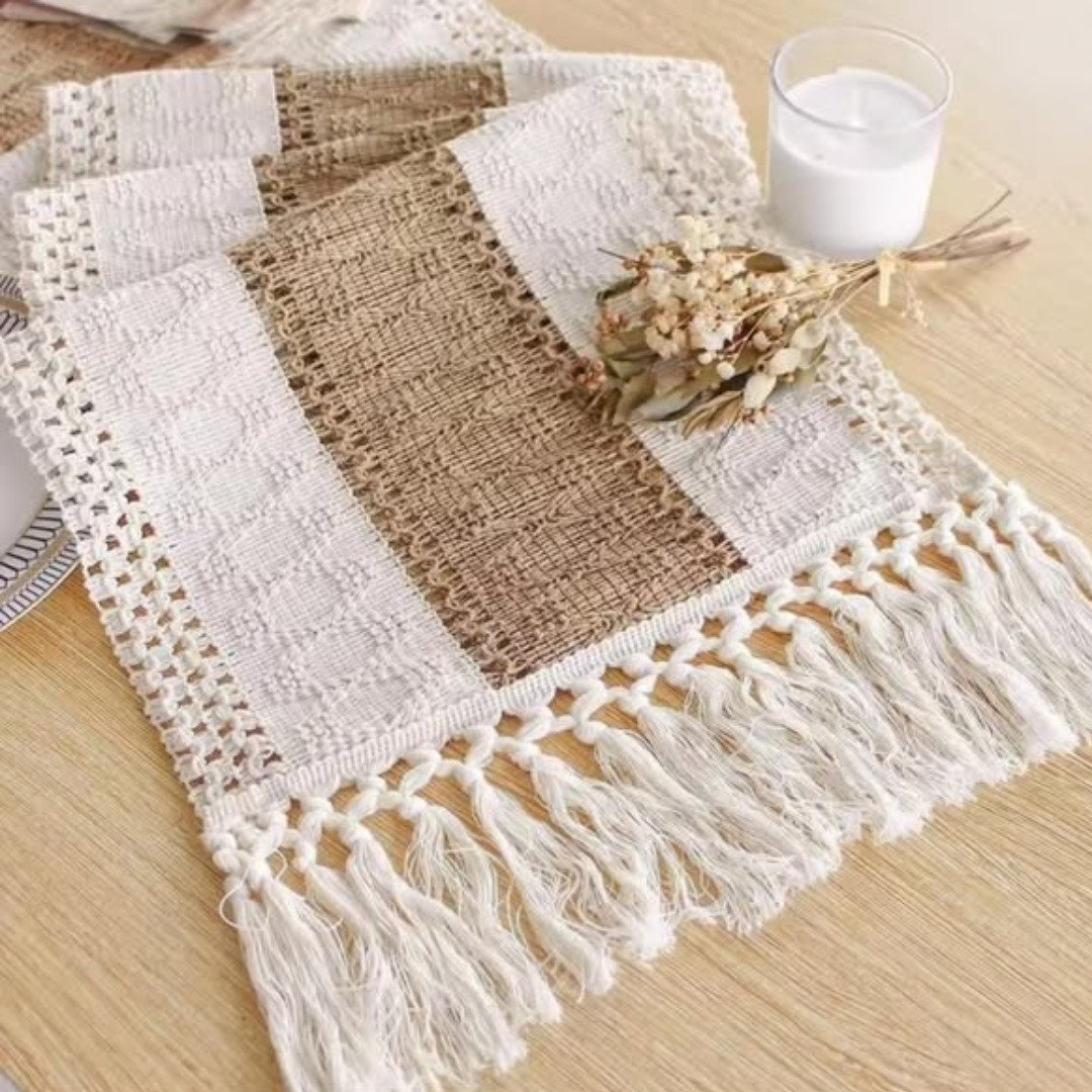 Bohemian style Table Runner With tassels