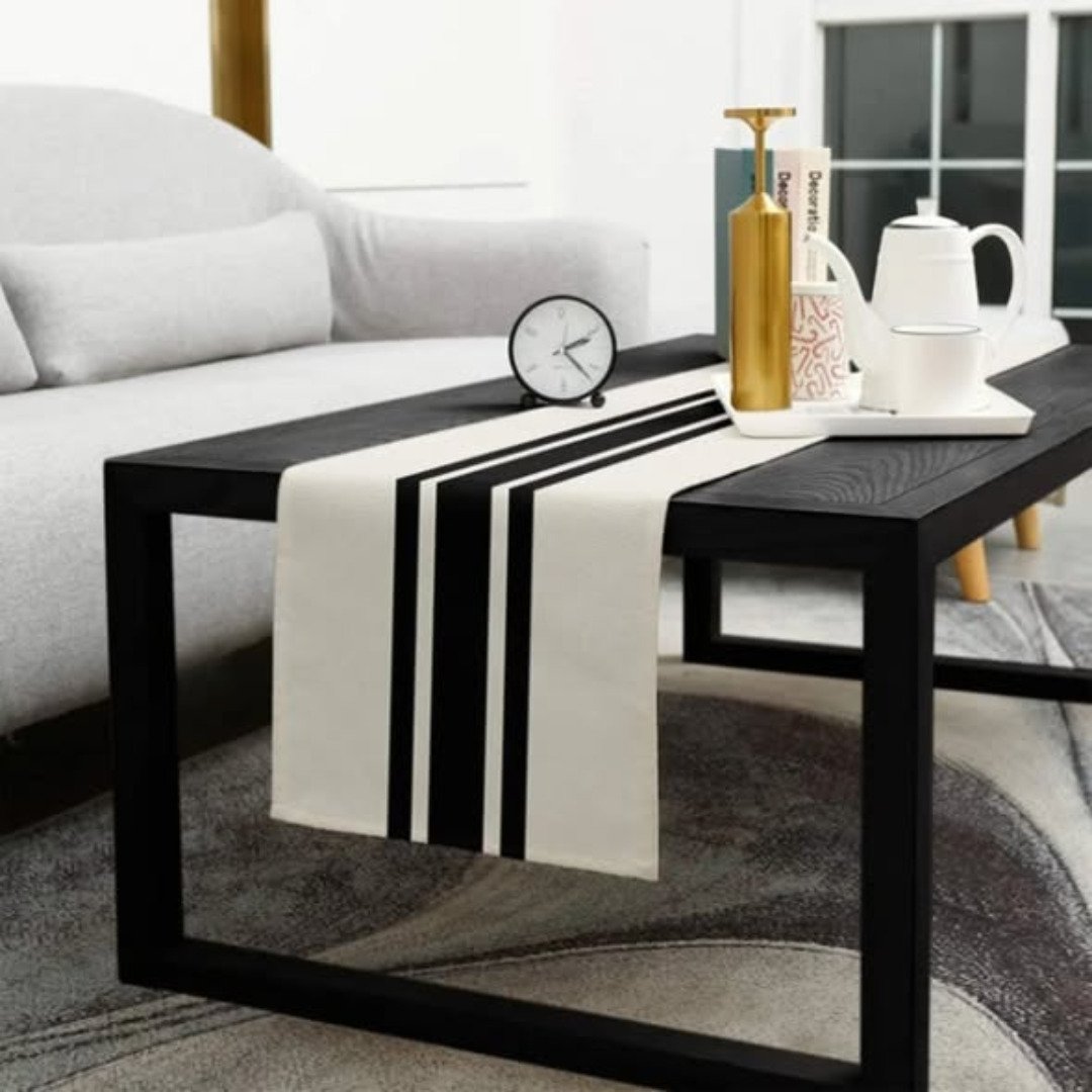 Geometric Stripe Linen Table Runner