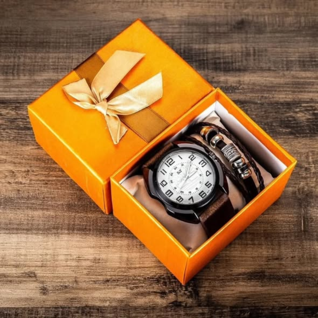 2Pcs/Set Fashion Mens Watches Set