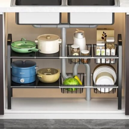 Under the Sink Adjustable 2 Tier Rack