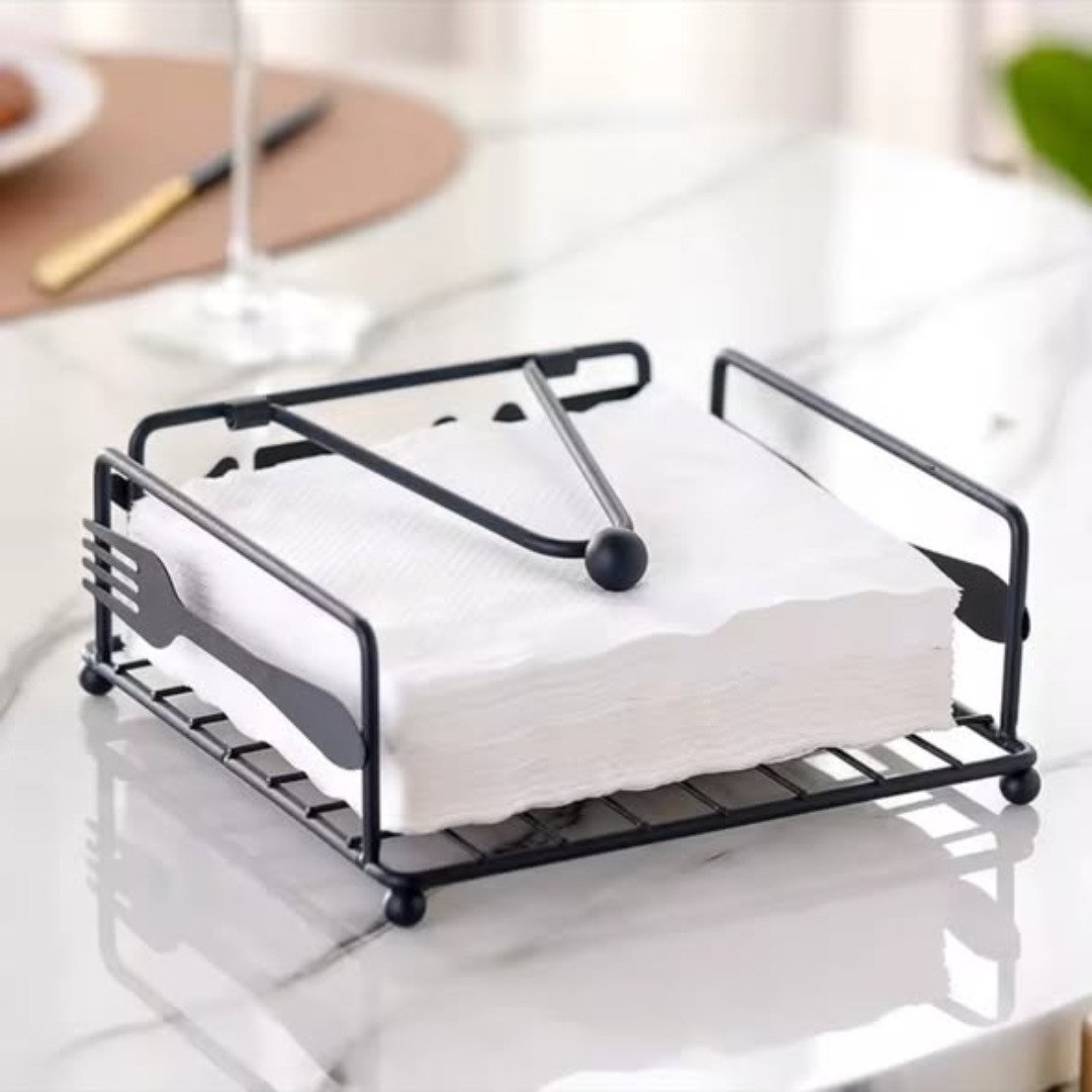 Black Cuisine Metal Napkin Holder