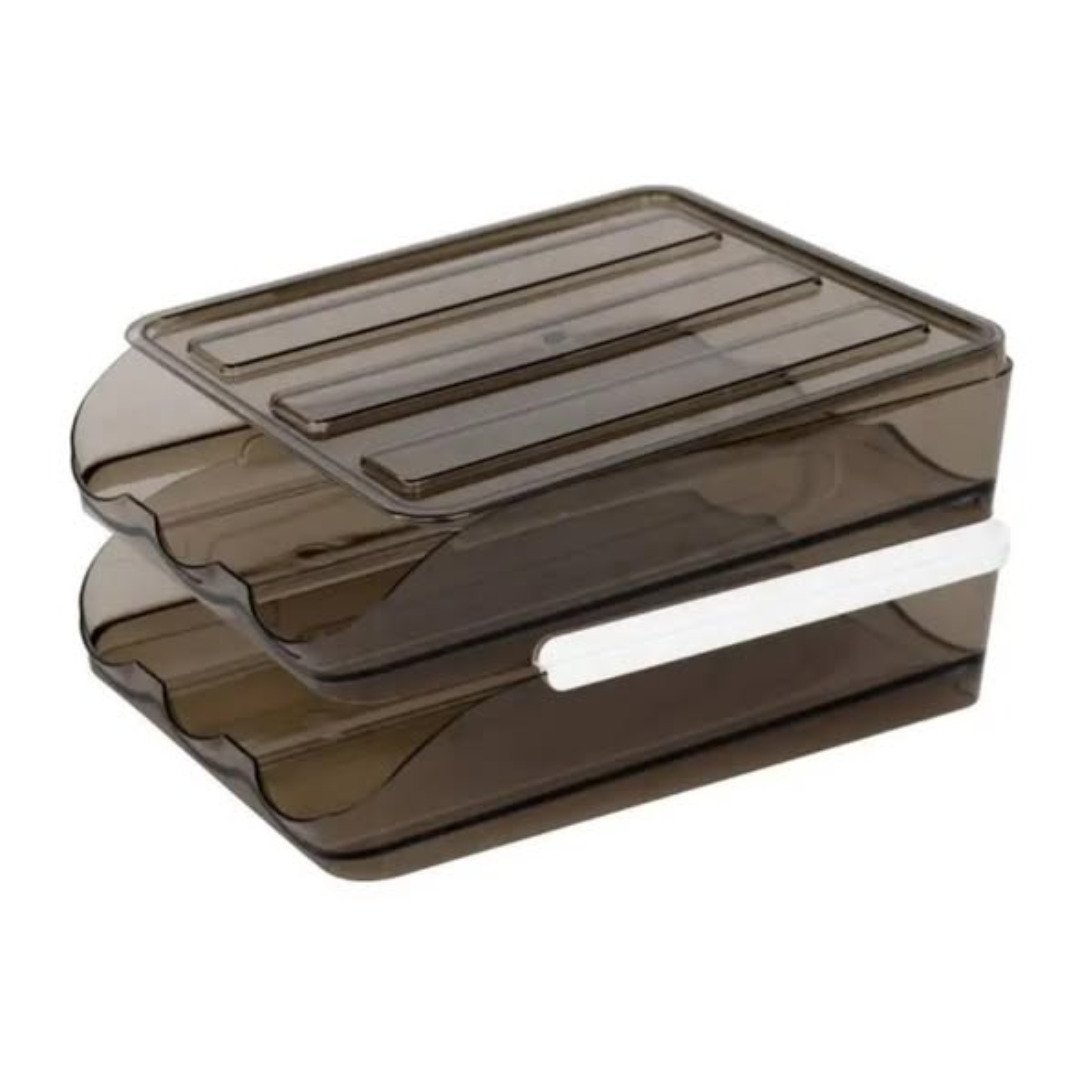 2 Layer Stackable Automatic Rolling Fridge Egg Organizer