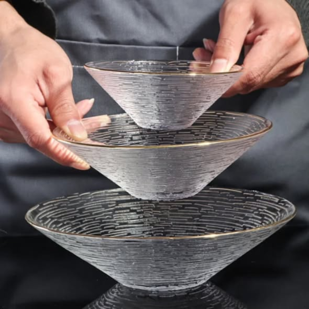 3pc set Transparent Glass Plate