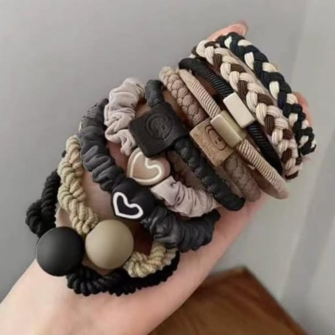 10pcs Heart Decor Hair Tie
