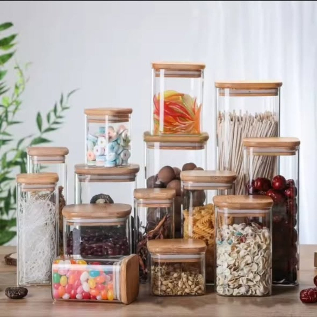 Square Bamboo Lid Glass