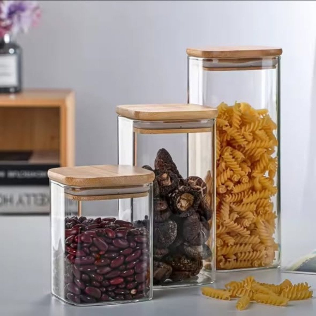 Square Bamboo Lid Glass
