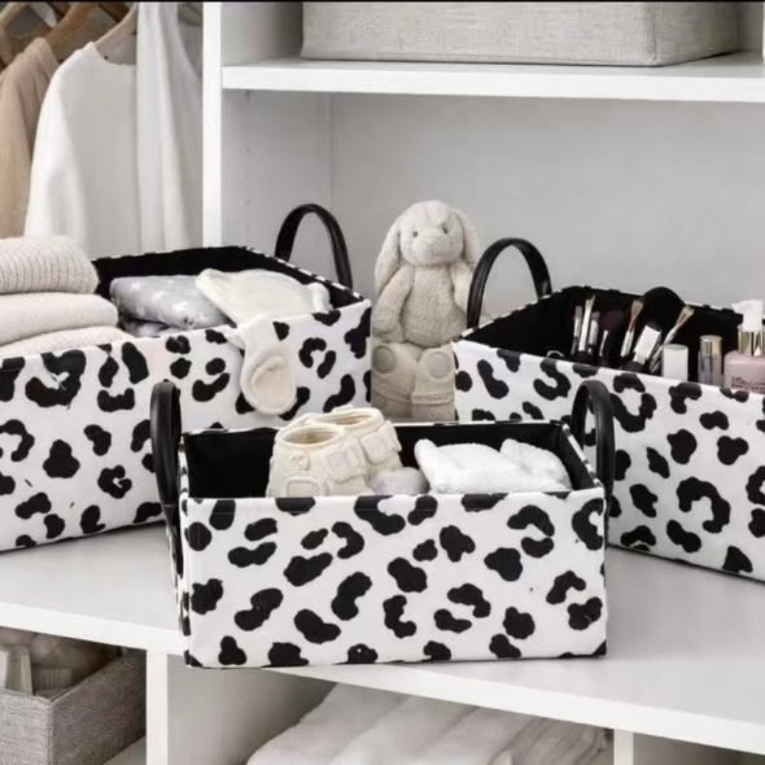 3 Piece Stylish Zebra and Cow Print Storage Baskets