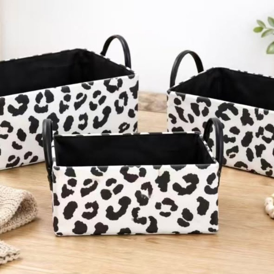 3 Piece Stylish Zebra and Cow Print Storage Baskets