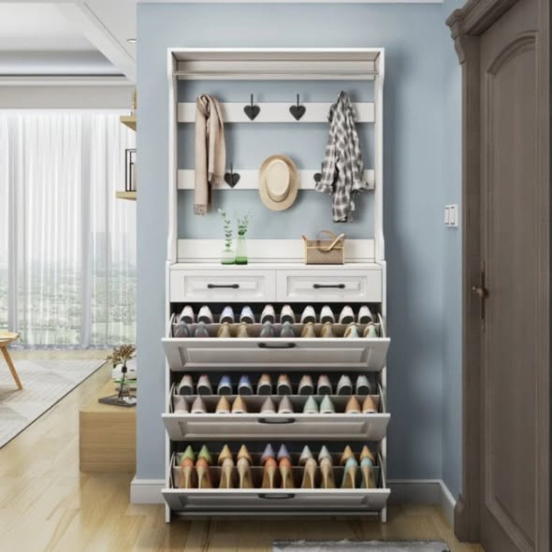 Multi Function Hallway Shoe Cabinet with Coat Rack