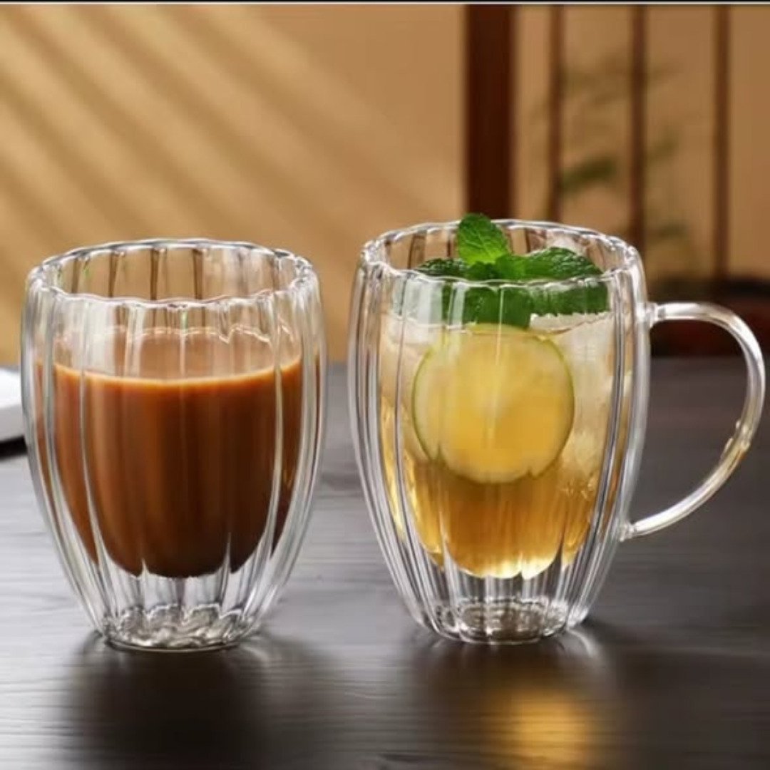 Stripe Double Wall Glass Mug